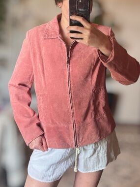 Monterey Bay Genuine Suede Leather Jacket Dusty Rose Pink Size 12